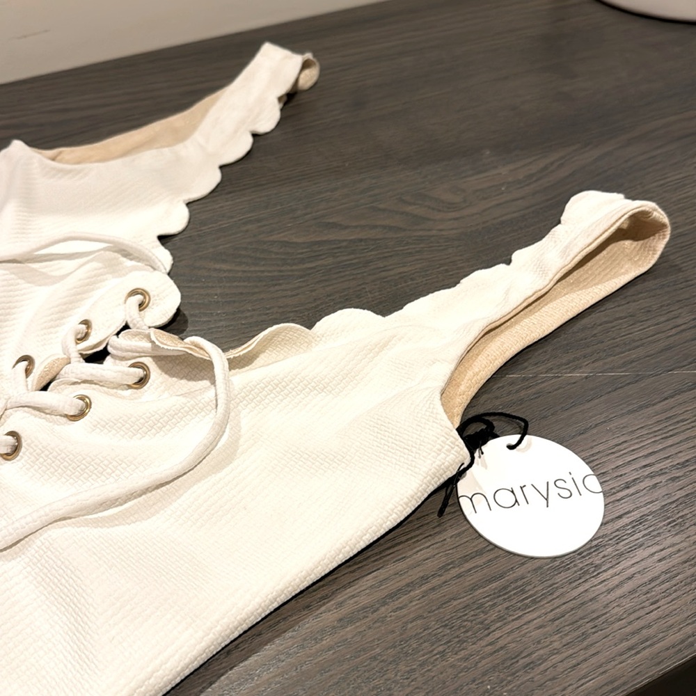 Marisa Swim Reversible White Metallic Limited Edition PALM SPRINGS TIE MAILLOT - Picture 11 of 15